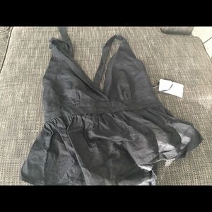 COPY - NWT Free People Black Linen Peplum  Tank, Size 10